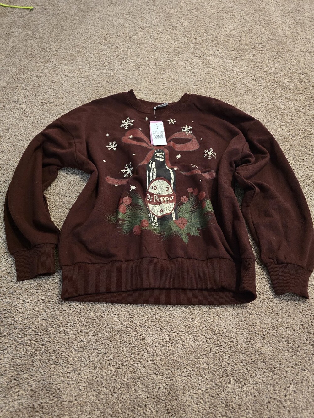 Dr Pepper Bow Fleece Graphic Sweatshirt - Burgundy S